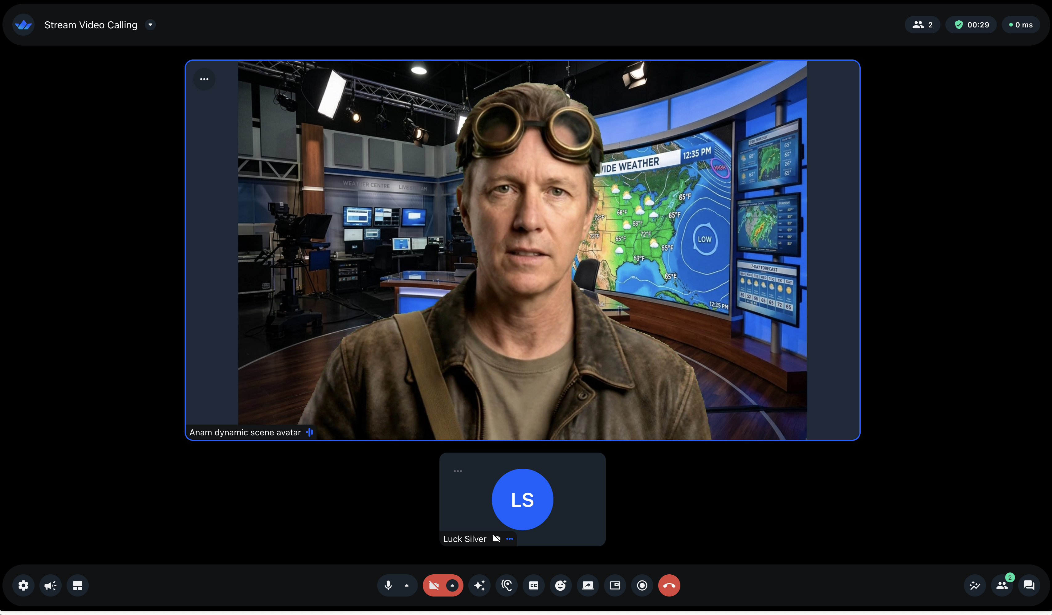 Anam Avatar switching to the studio scene for weather requests and the